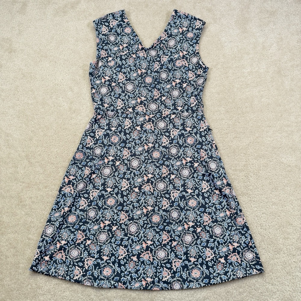 Title Nine Diamalete Sleeveless Dress Womens M Blue Floral Athletic Coastal - Picture 2 of 11